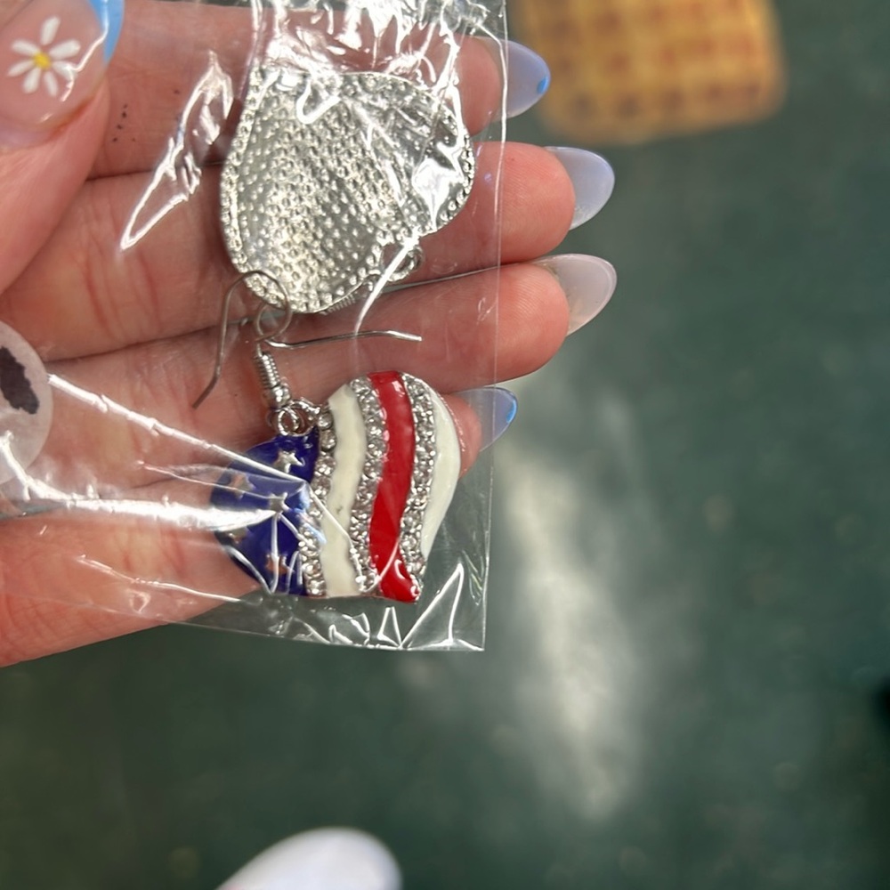 American flag heart earrings